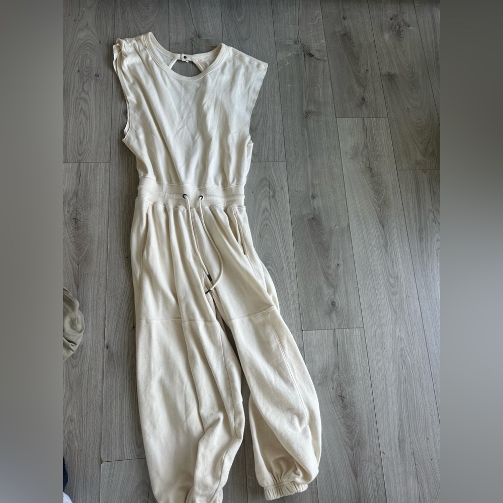 Free People Cream Sleeveless Jumpsuit